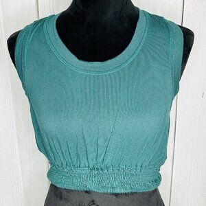 Free People Beach Endless Summer Morningside Teal Green Crop Top Sz M Open Back